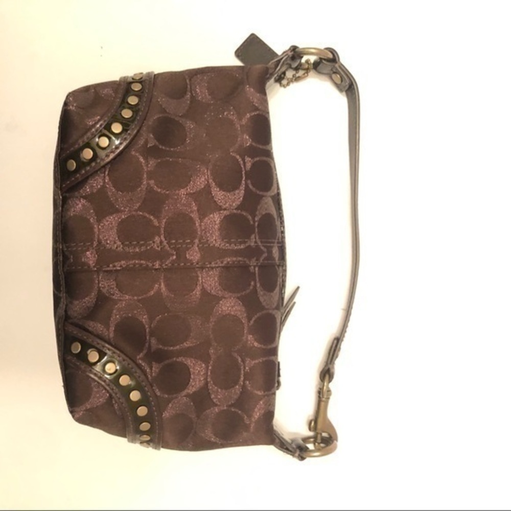 Coach lured brown metallic bronze studded mini bag - Picture 10 of 12